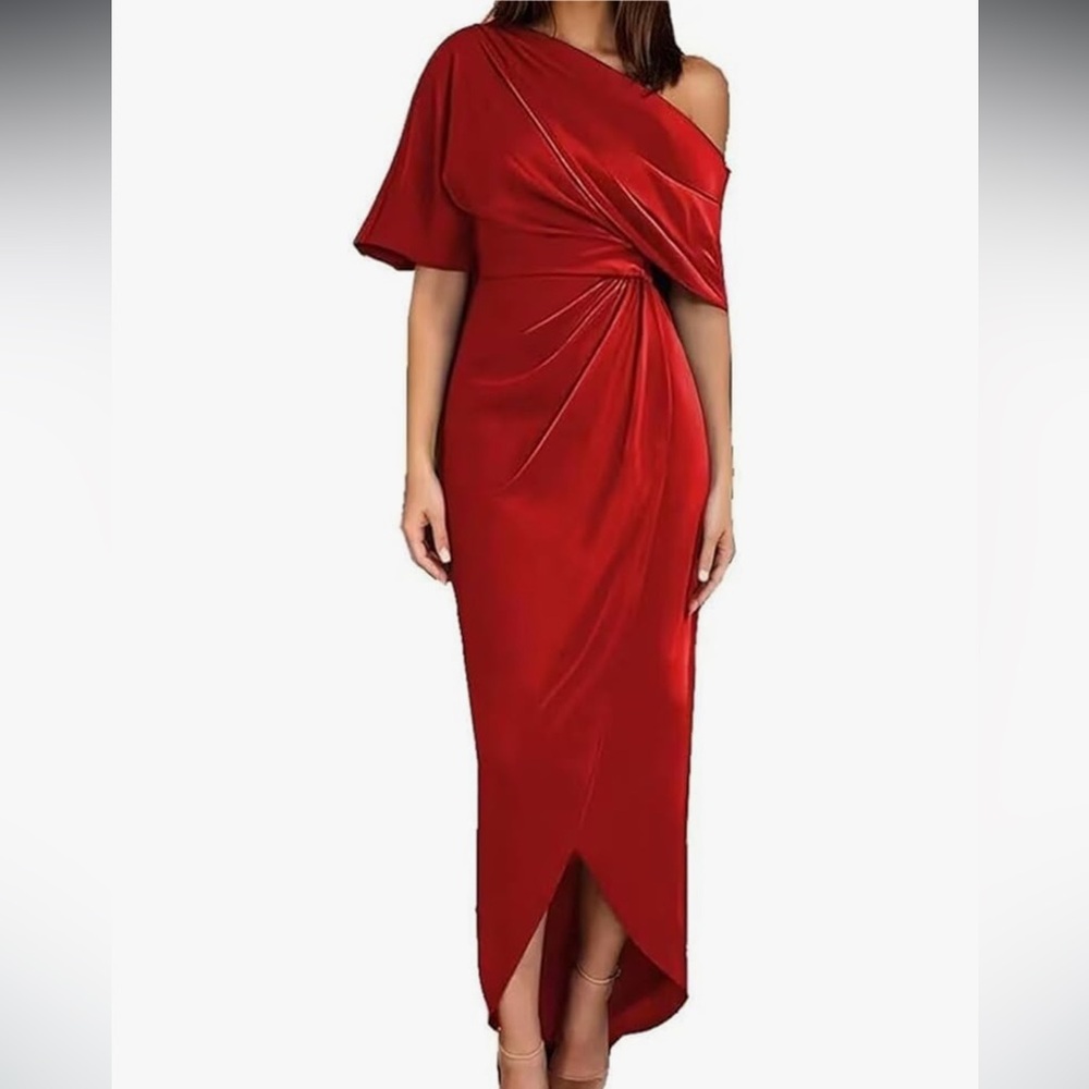 One Shoulder Satin Mother of The Bride Dress Formal Evening Party Gown